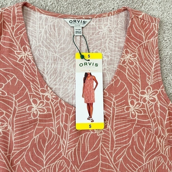 Orvis Womens Floral Sleeveless Linen blend Dress Small Coastal Grandma Lagenlook - Picture 9 of 12